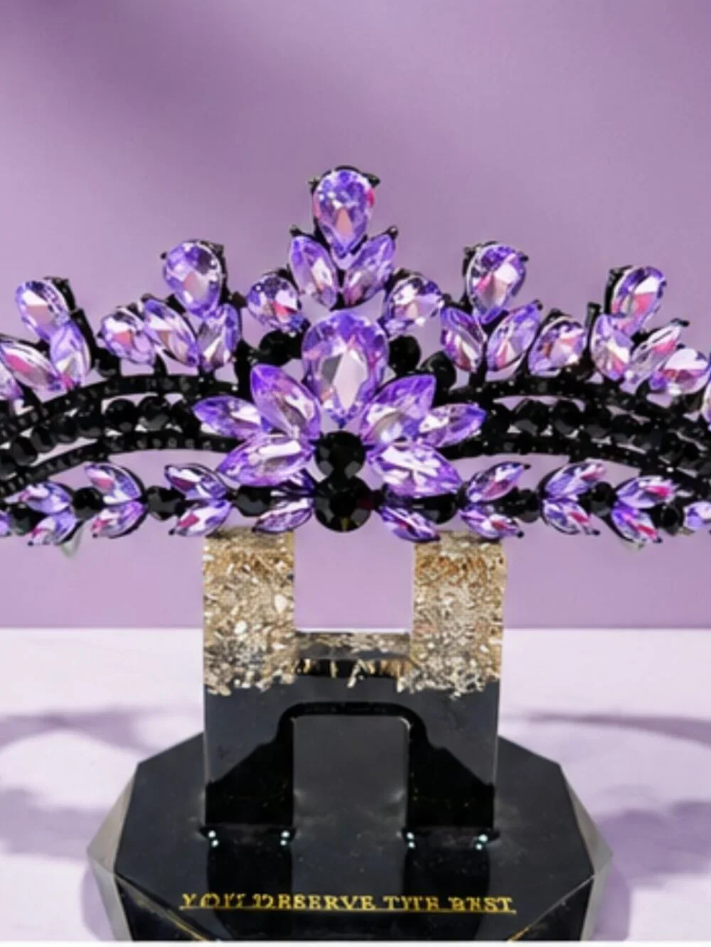black purple tiara, Princess tiara, Halloween costume crown, Flower Girl tiara